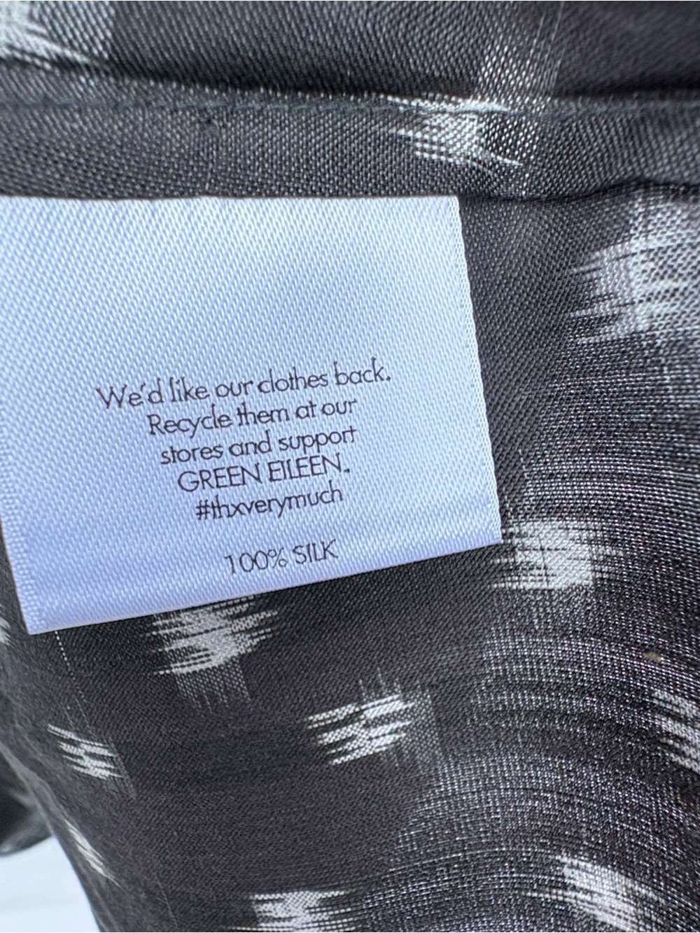 Eileen Fischer Dark Gray Printed Silk Tank Top - Picture 3 of 11